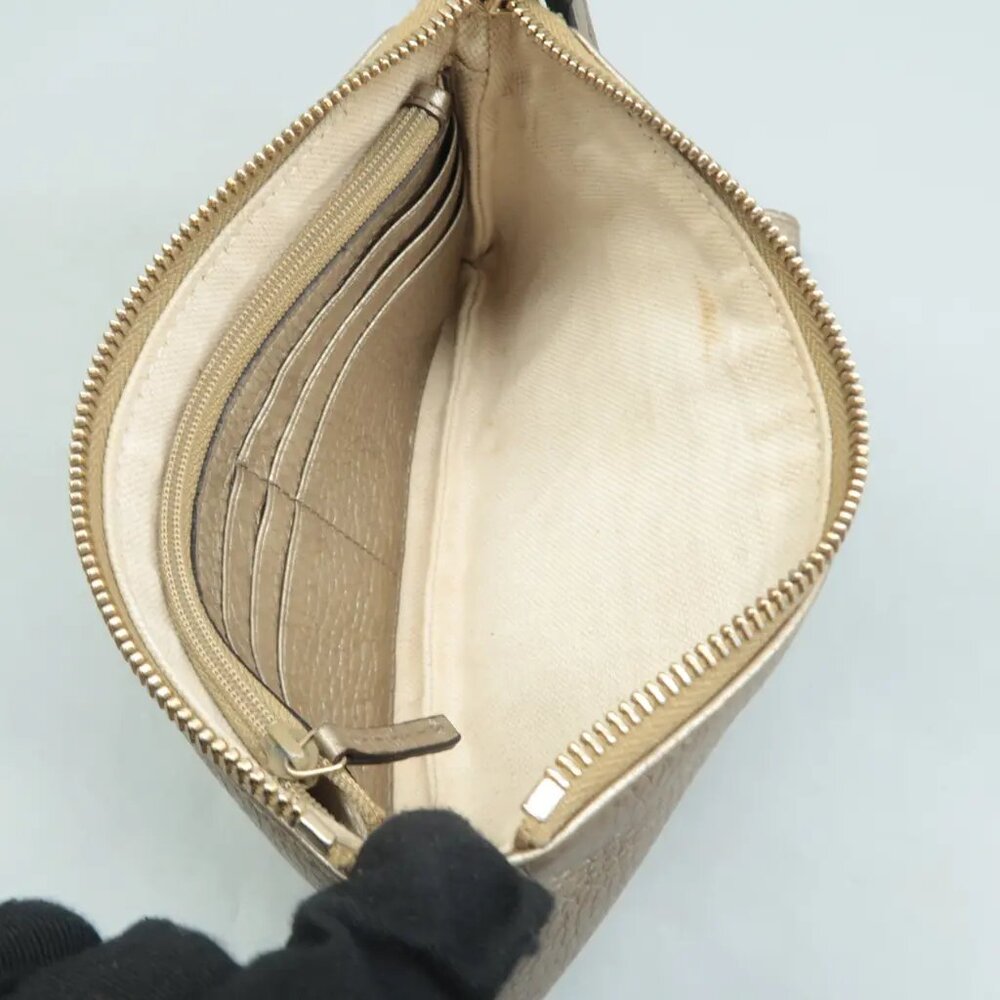 100% Authentic GUCCI Soho Champagne Leather Clutch Bag 323-091424 - Picture 10 of 12